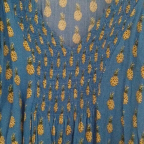 Zara Blue Pineapple Blouse Top, S - Picture 5 of 8